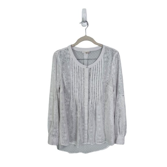 Anthropologie meadow rue blouse size S lacy coquette‎ victorian sheer pin tuck - Picture 1 of 7